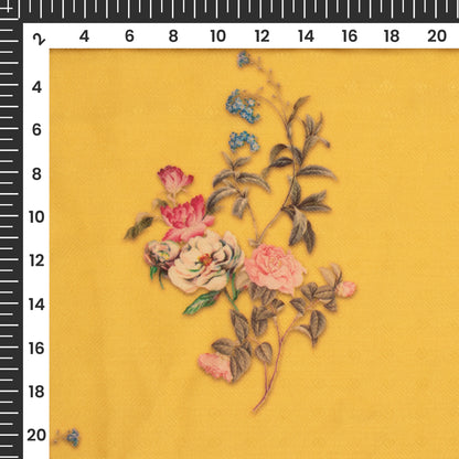 Yellow Floral Digital Print Pashmina Fabric