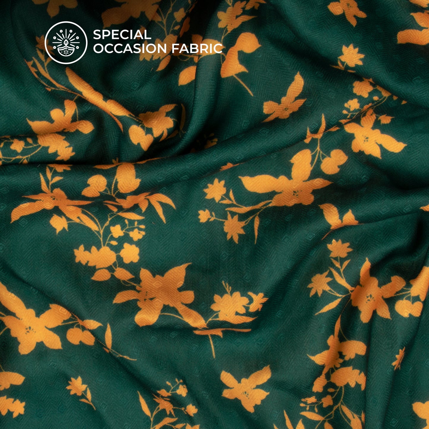 Pine Green Floral Digital Print Pasmina Fabric