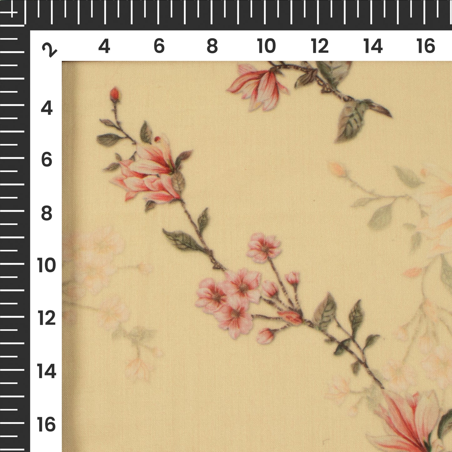 Pastle Yellow Floral Digital Print Poly Cambric Fabric