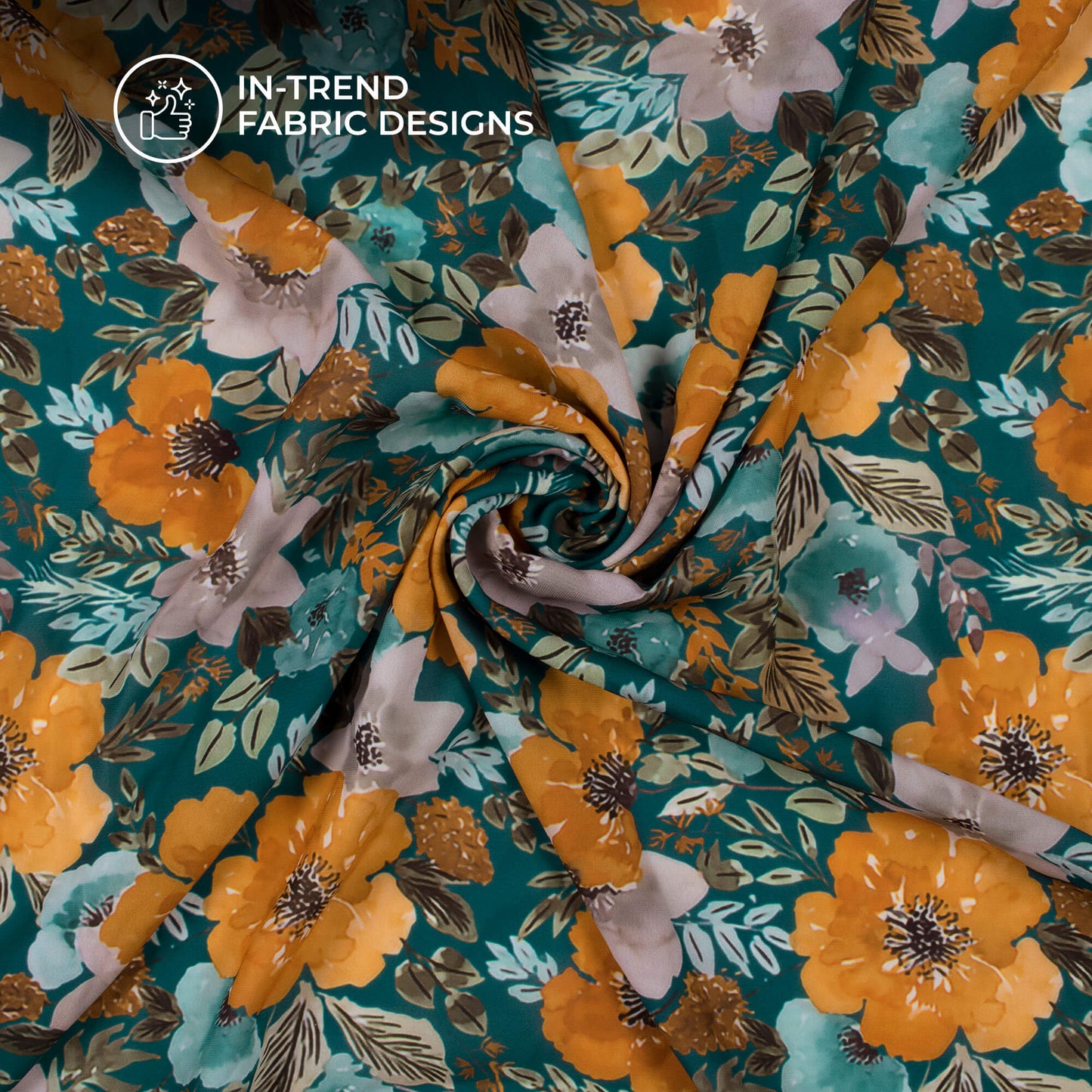 Elegant Floral Digital Print BSY Crepe Fabric
