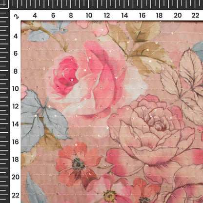 Lovely Floral Digital Print Premium Sequins Georgette Fabric