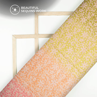 Charming Abstract Ombre Digital Print Premium Sequins Georgette Fabric