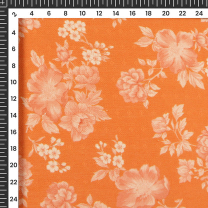 Tiger Orange Floral Digital Print Elegant Blend Pashmina Fabric