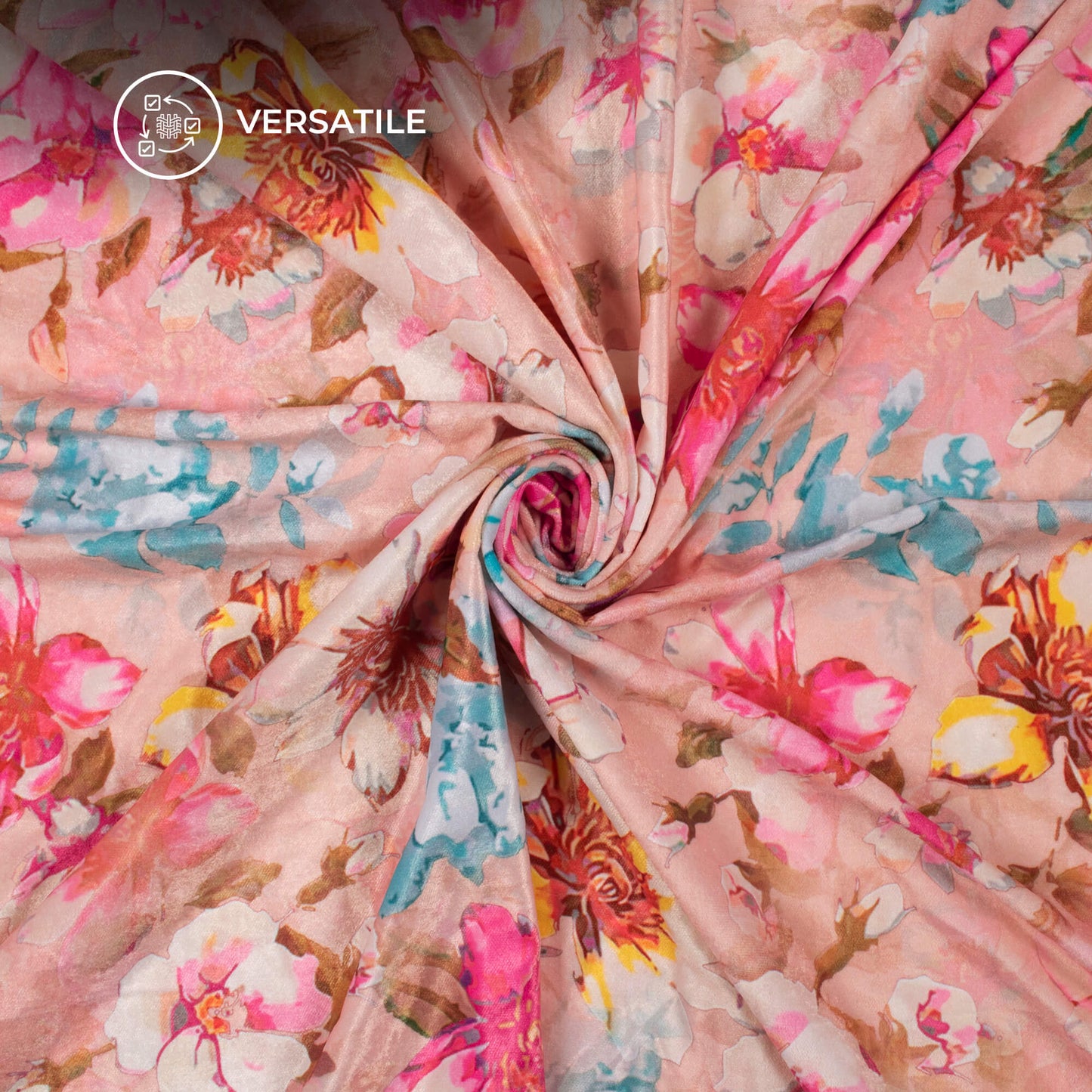Dazzling Floral Digital Print Premium Velvet Fabric