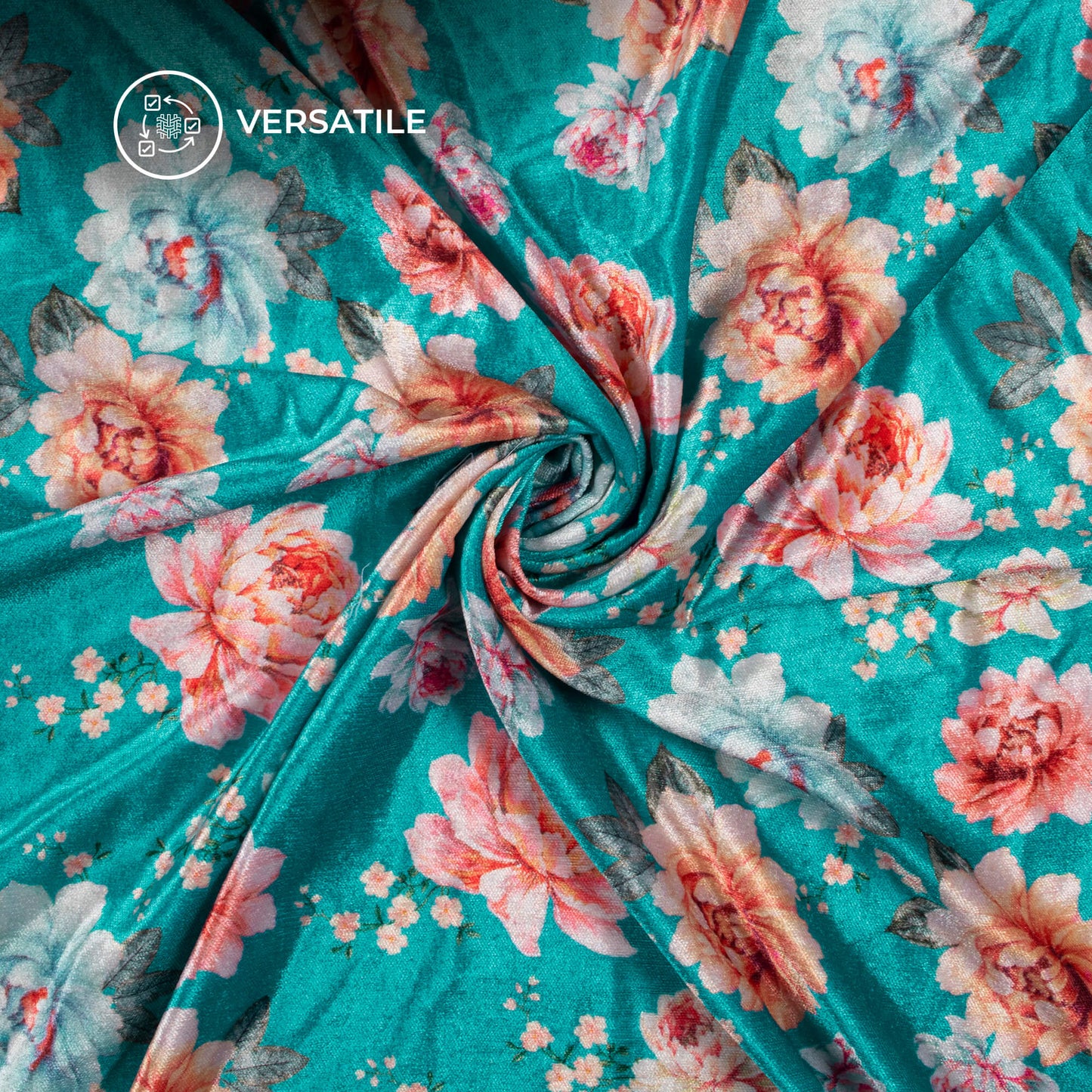 Flawless Floral Digital Print Premium Velvet Fabric