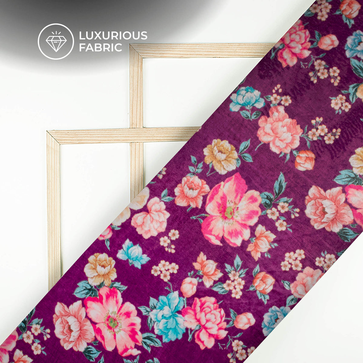 Attractive Floral Digital Print Premium Velvet Fabric