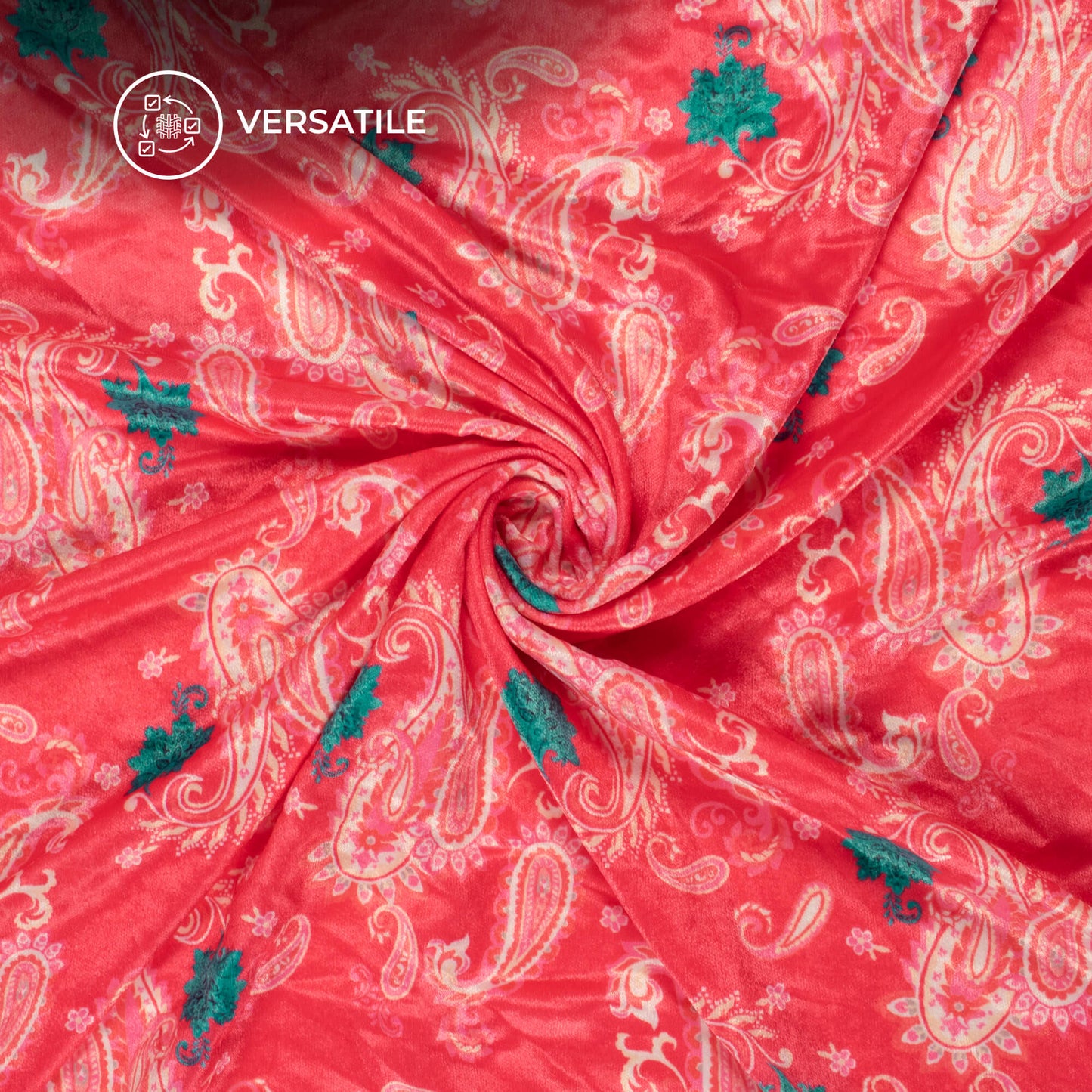 Classic Paisley Digital Print Premium Velvet Fabric