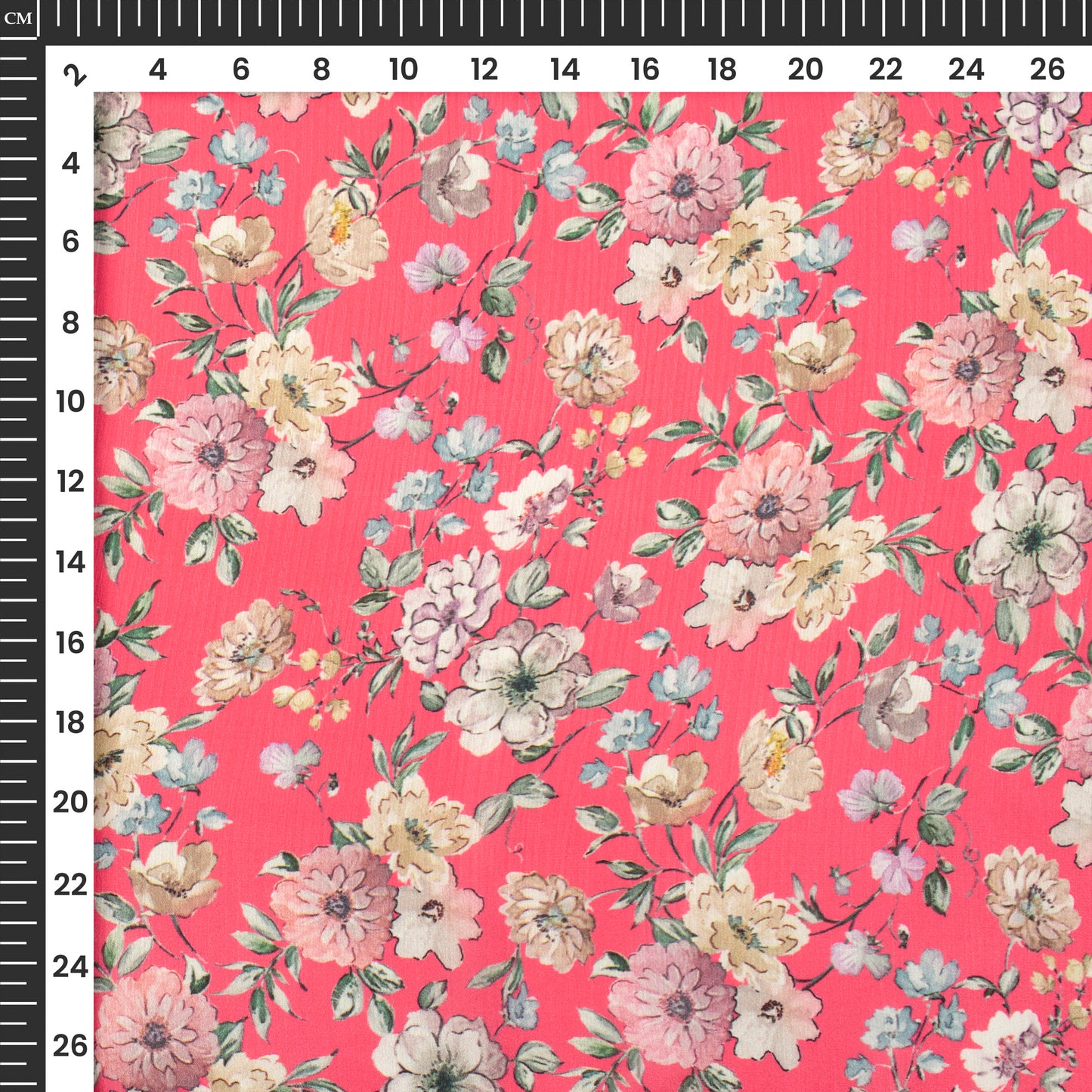 Beautiful Pink Floral Digital Print Chiffon Satin Fabric