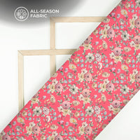 Beautiful Pink Floral Digital Print Chiffon Satin Fabric