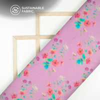 Periwinkle Purple Floral Digital Print Pure Cotton Mulmul Fabric