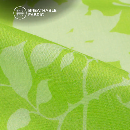 Lime Green Floral Digital Print Pure Cotton Mulmul Fabric