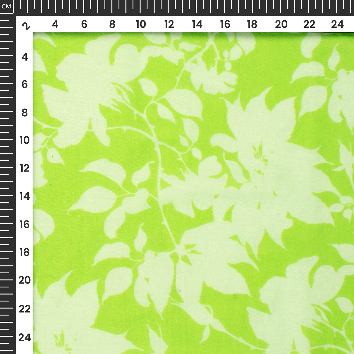 Lime Green Floral Digital Print Pure Cotton Mulmul Fabric