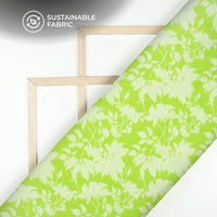 Lime Green Floral Digital Print Pure Cotton Mulmul Fabric