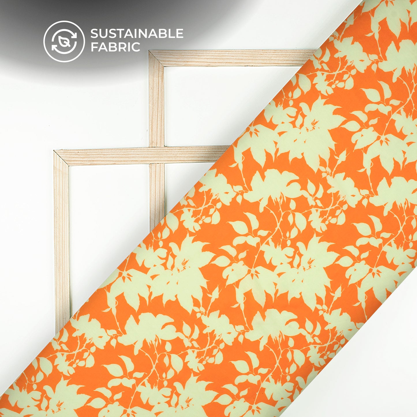 Tangerine Orange Floral Digital Print Pure Cotton Mulmul Fabric