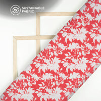 Rose Red Floral Digital Print Pure Cotton Mulmul Fabric