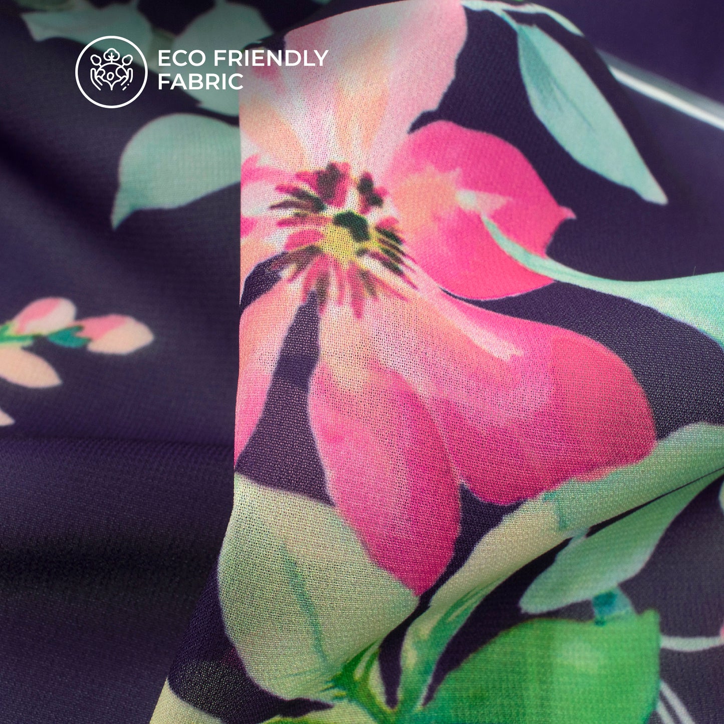 Purple Floral Digital Print Georgette Fabric