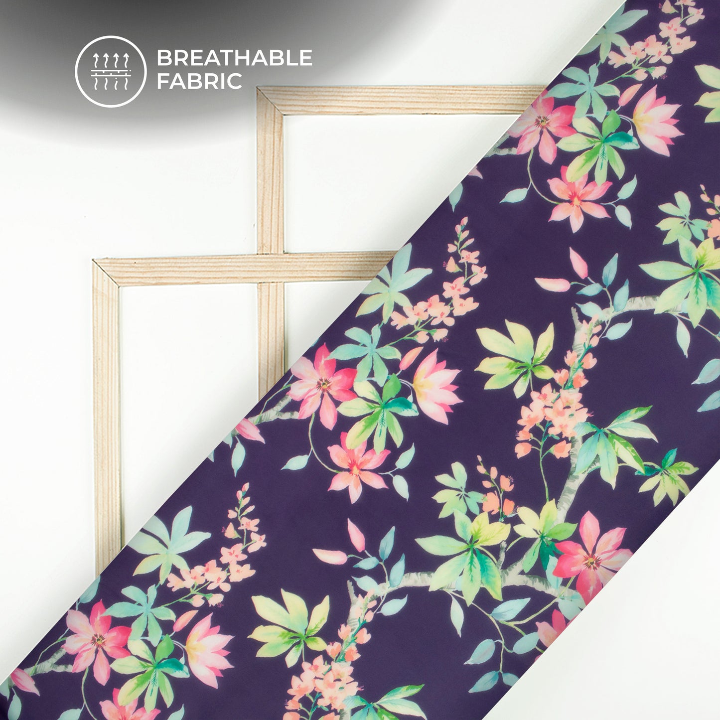 Purple Floral Digital Print Georgette Fabric