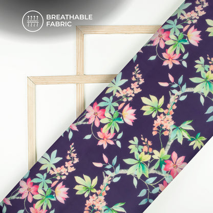 Purple Floral Digital Print Georgette Fabric