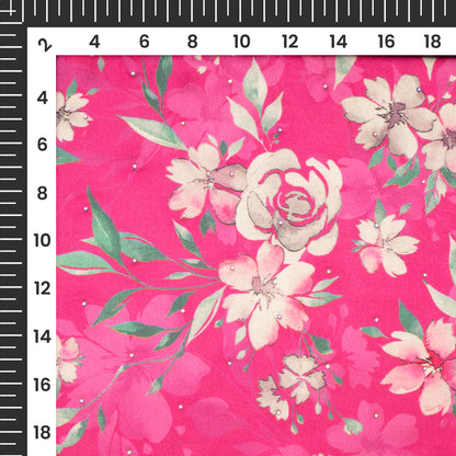 Spring Blossom Digital Print Premium Swarovski Hand Work Japan Satin Fabric