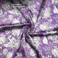Botanical Beauty Digital Print Premium Swarovski Handwork Japan Satin Fabric