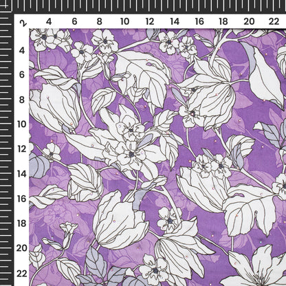 Botanical Beauty Digital Print Premium Swarovski Handwork Japan Satin Fabric