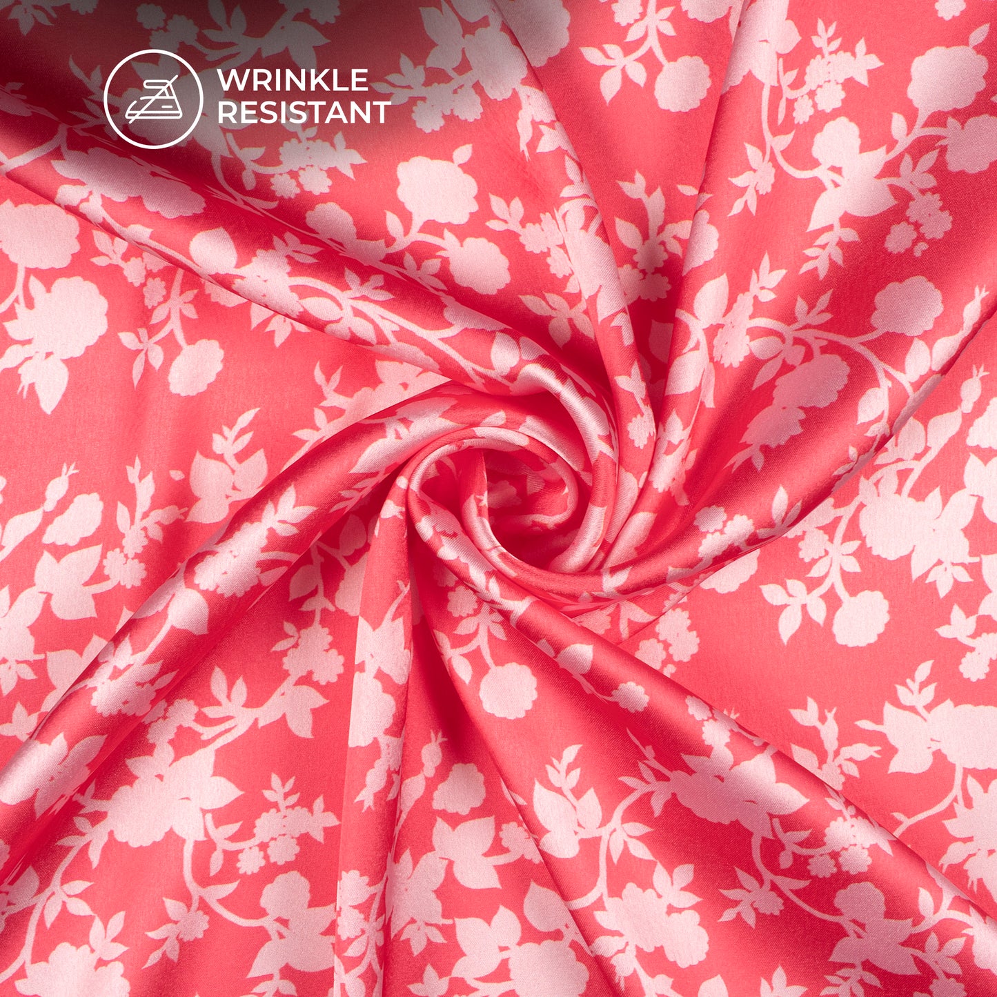 Charming Pink Floral Digital Print Japan Satin Fabric