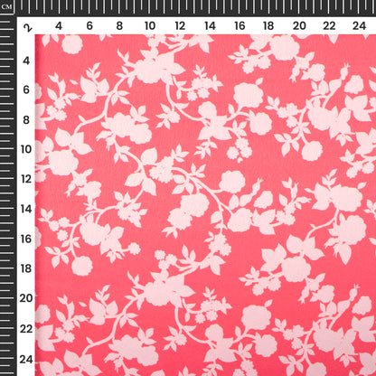 Charming Pink Floral Digital Print Japan Satin Fabric