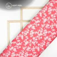 Charming Pink Floral Digital Print Japan Satin Fabric