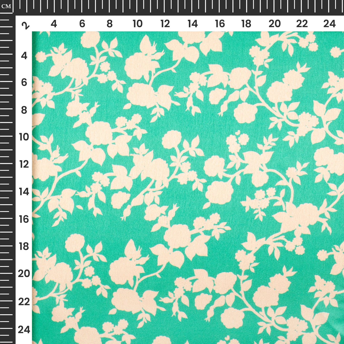 Charming Green Floral Digital Print Japan Satin Fabric