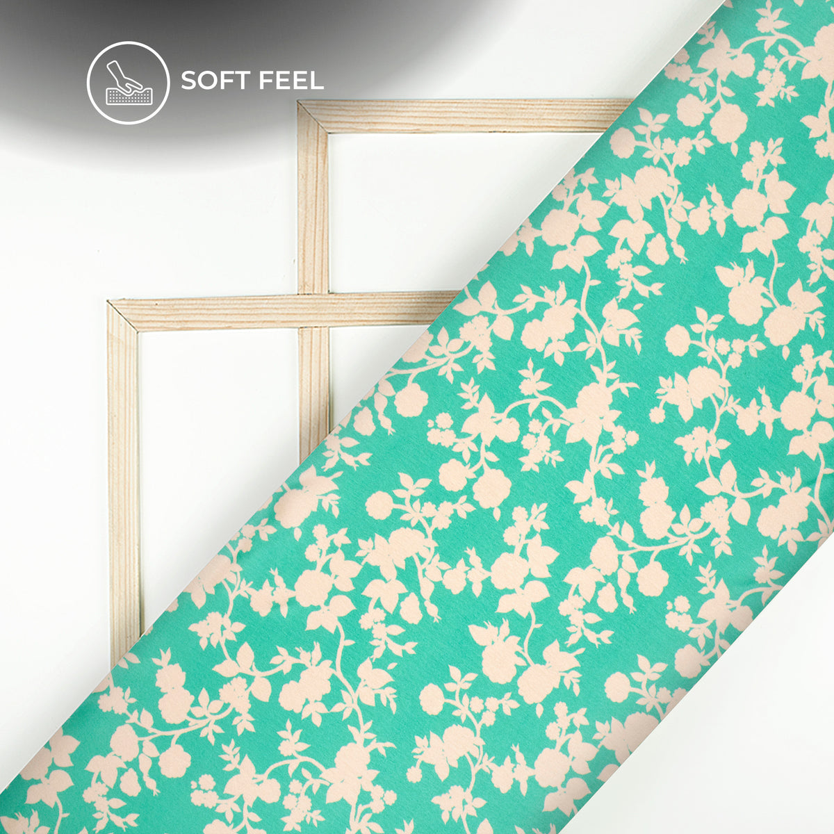 Charming Green Floral Digital Print Japan Satin Fabric