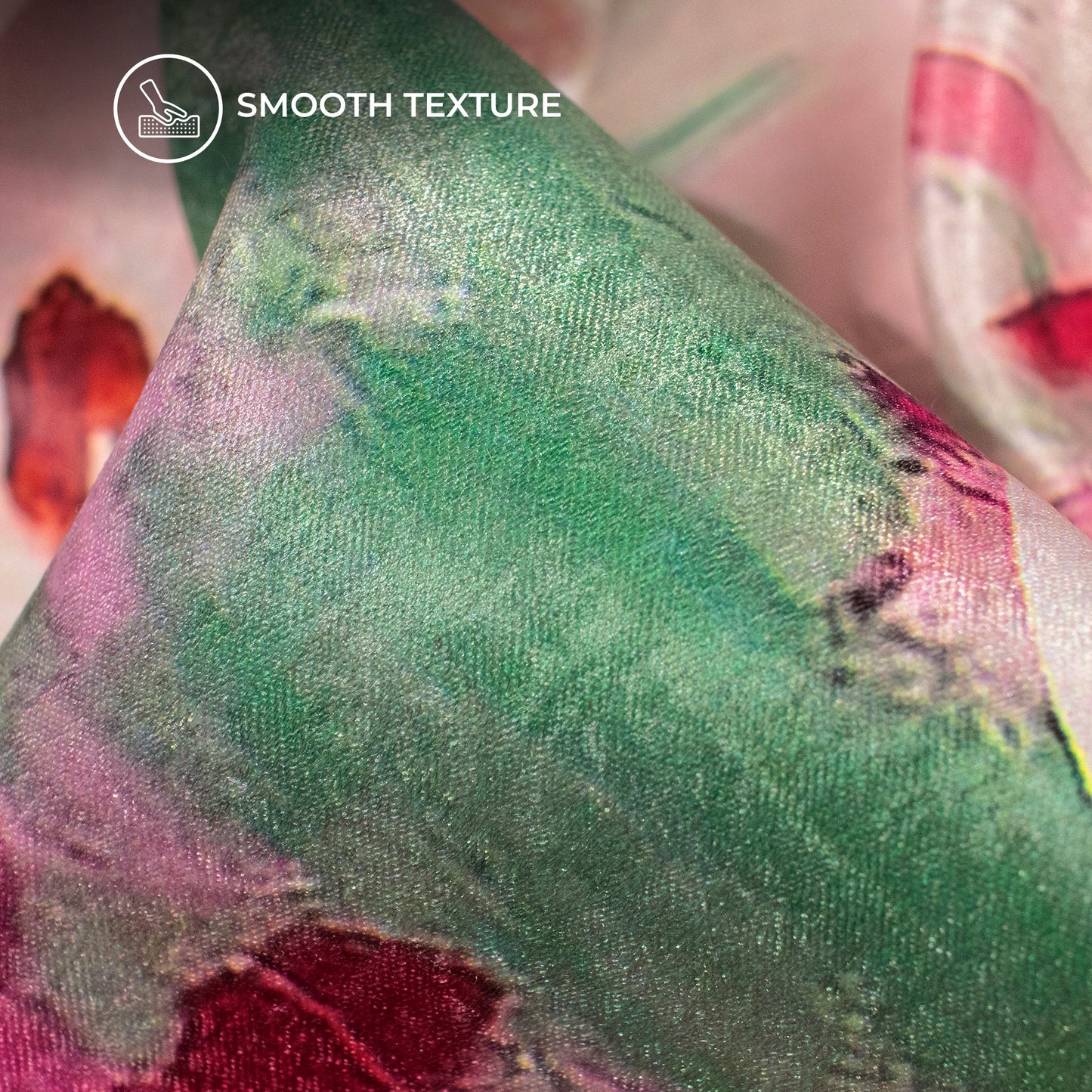 Floral Digital Print On Luxurious Lush Satin Fabric
