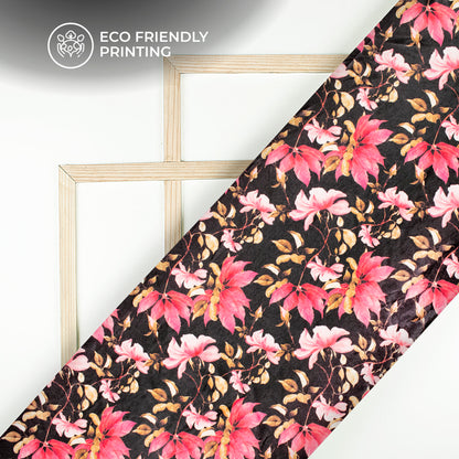Vintage Floral Magic On Digital Print Lush Satin Fabric