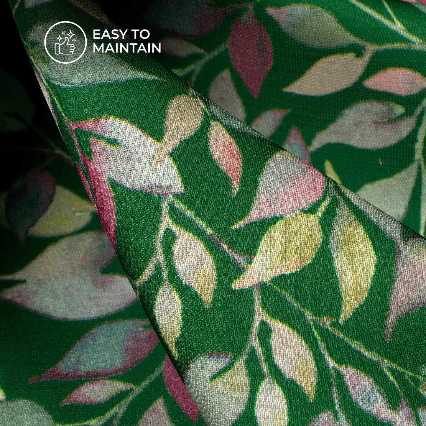 Green Leaf Digital Print Modal Satin Fabric