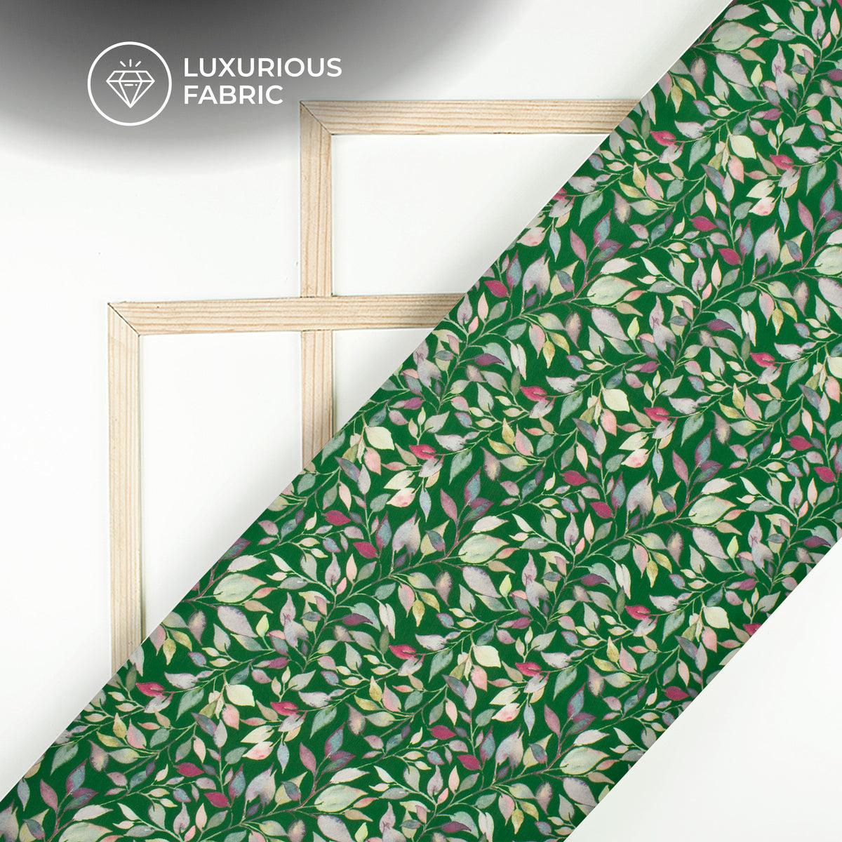 Green Leaf Digital Print Modal Satin Fabric