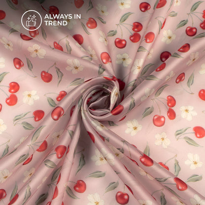 Pastle Salmon Floral Digital Print Organza Satin Fabric