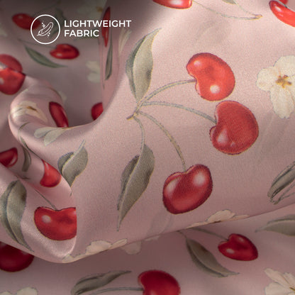 Pastle Salmon Floral Digital Print Organza Satin Fabric
