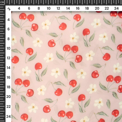 Pastle Salmon Floral Digital Print Organza Satin Fabric