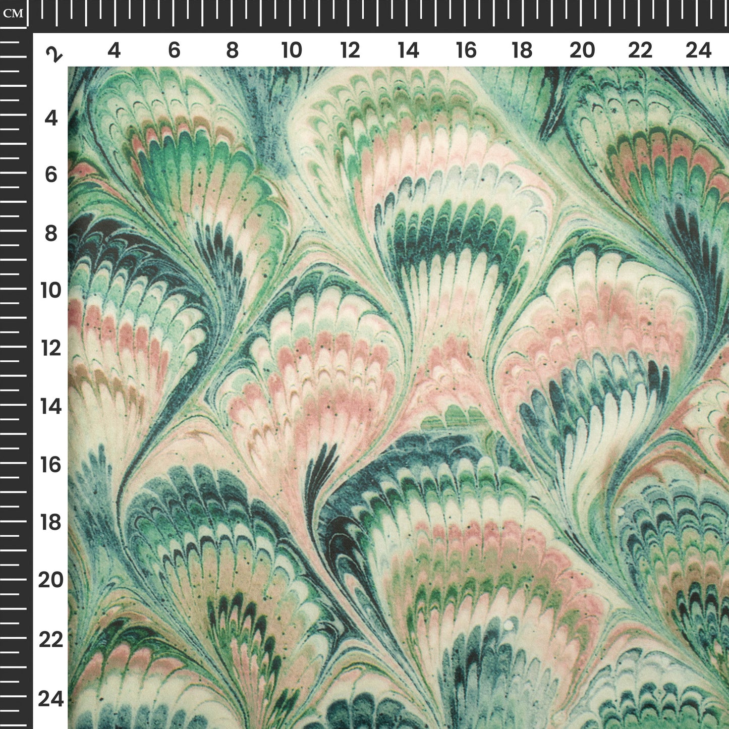 Forest Green Floral Digital Print Organza Satin Fabric