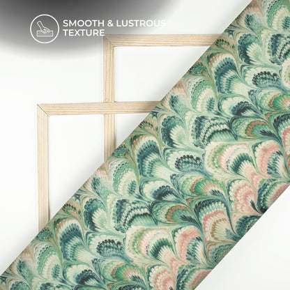 Forest Green Floral Digital Print Organza Satin Fabric