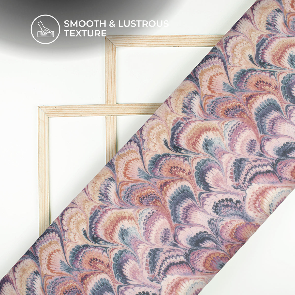 Bright Purple Floral Digital Print Organza Satin Fabric