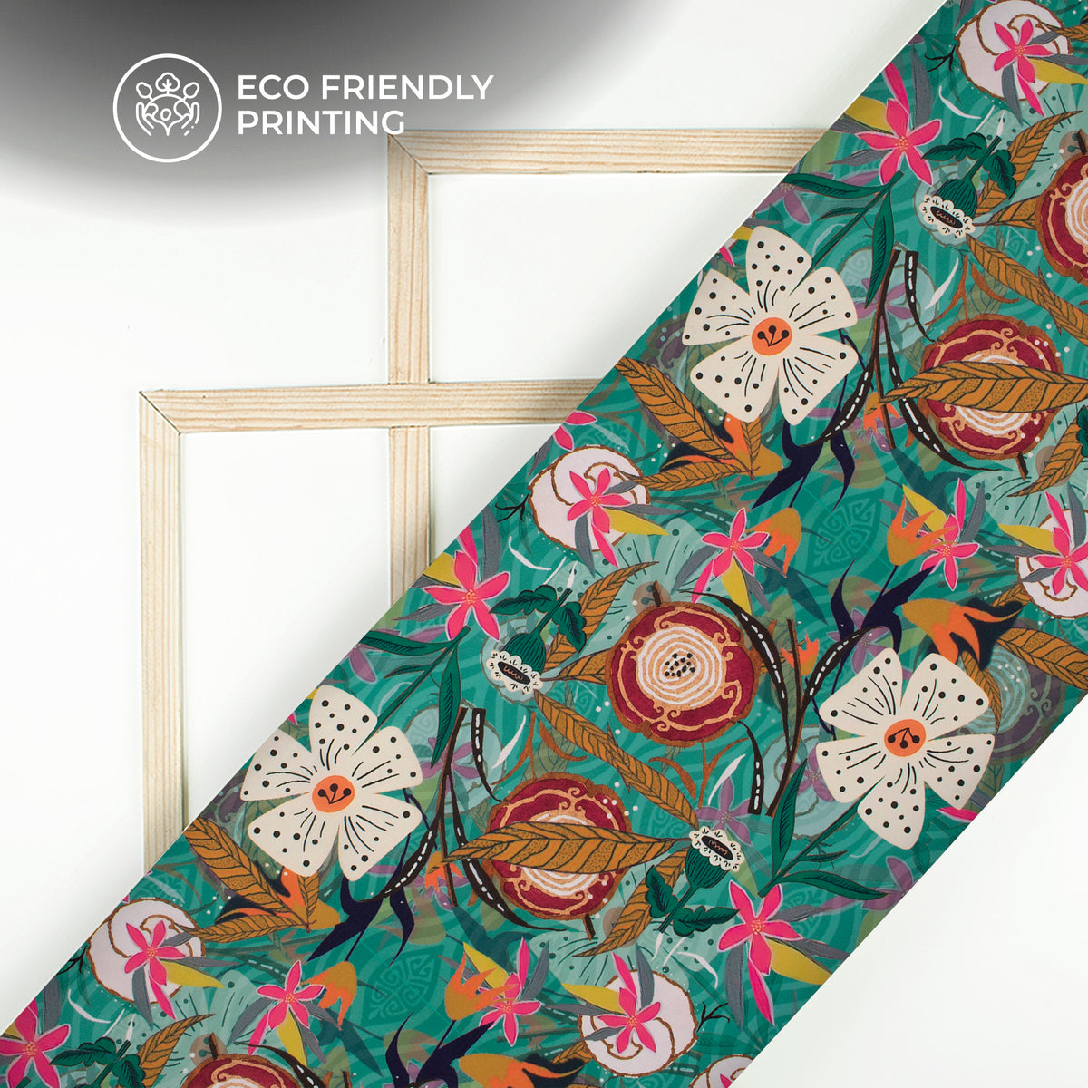 Vintage Abstract Floral Digital Print Muslin Fabric