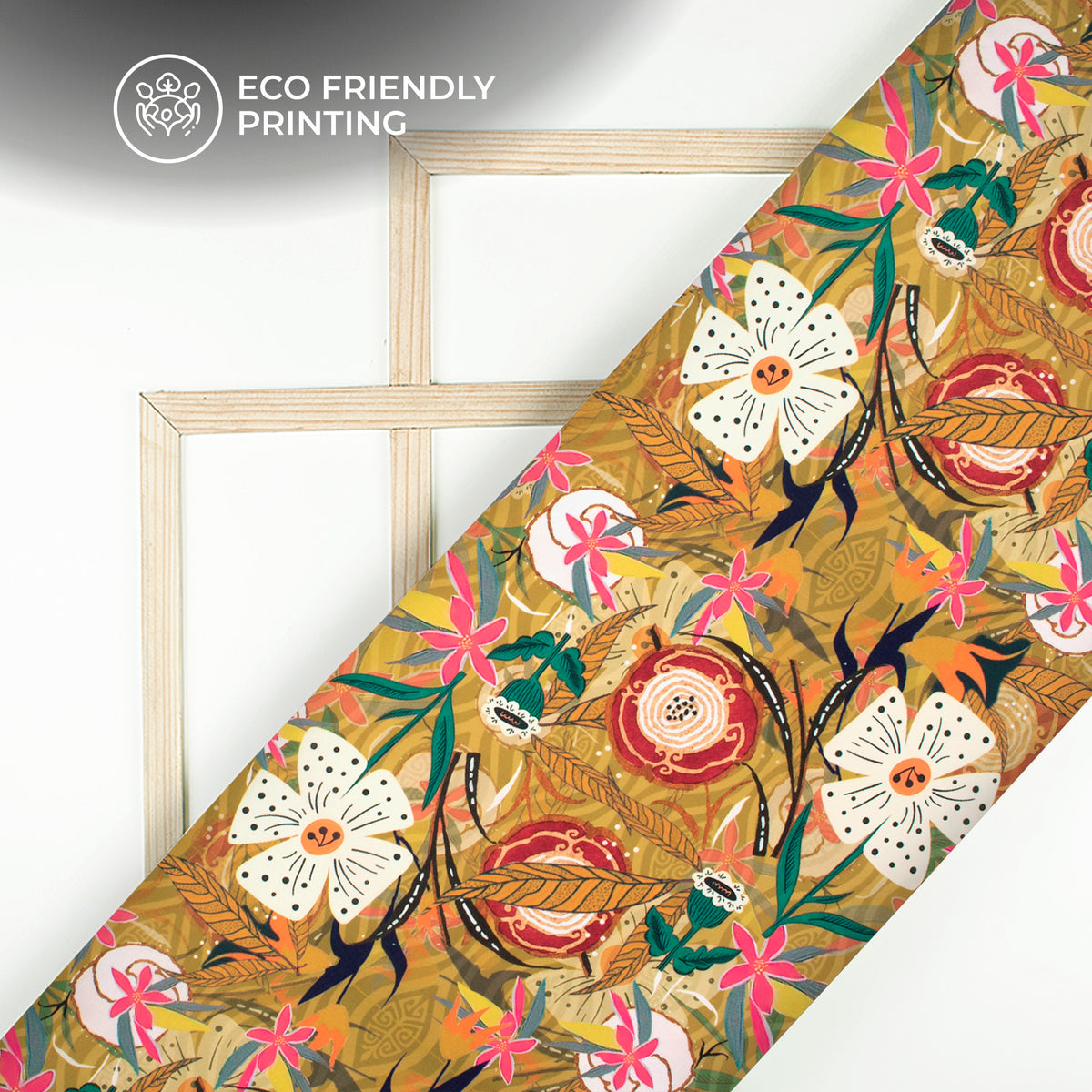 Vintage Abstract Floral Digital Print Muslin Fabric