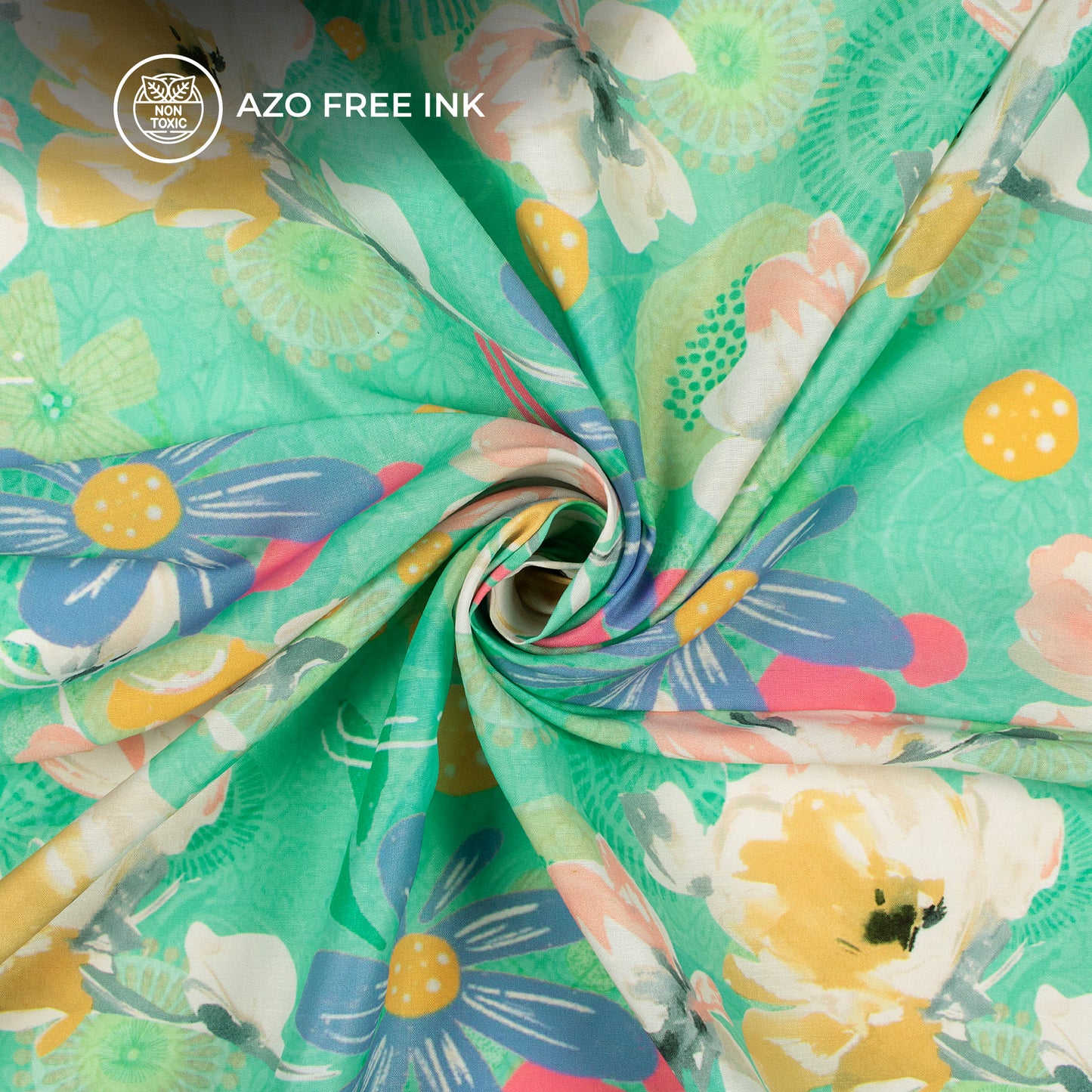 Trendy Abstract Floral Digital Print Poly Muslin Fabric