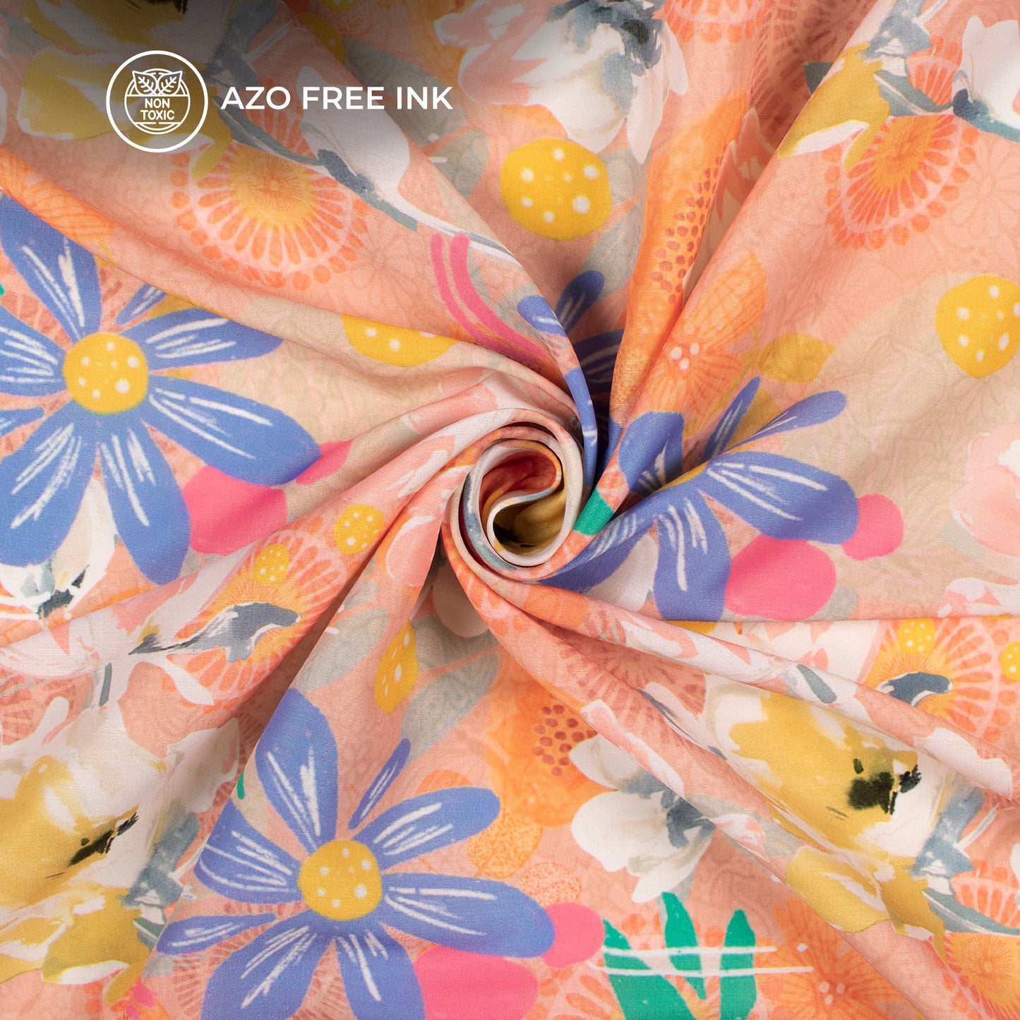 Trendy Abstract Floral Digital Print Poly Muslin Fabric
