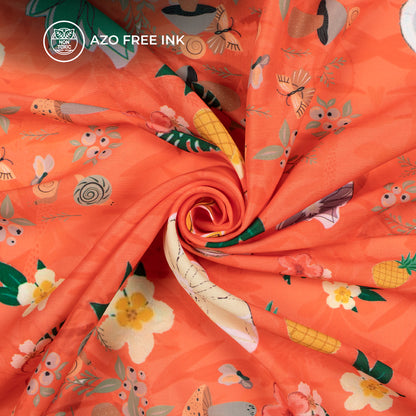 Bestselling Abstract Floral Digital Print Muslin Fabric