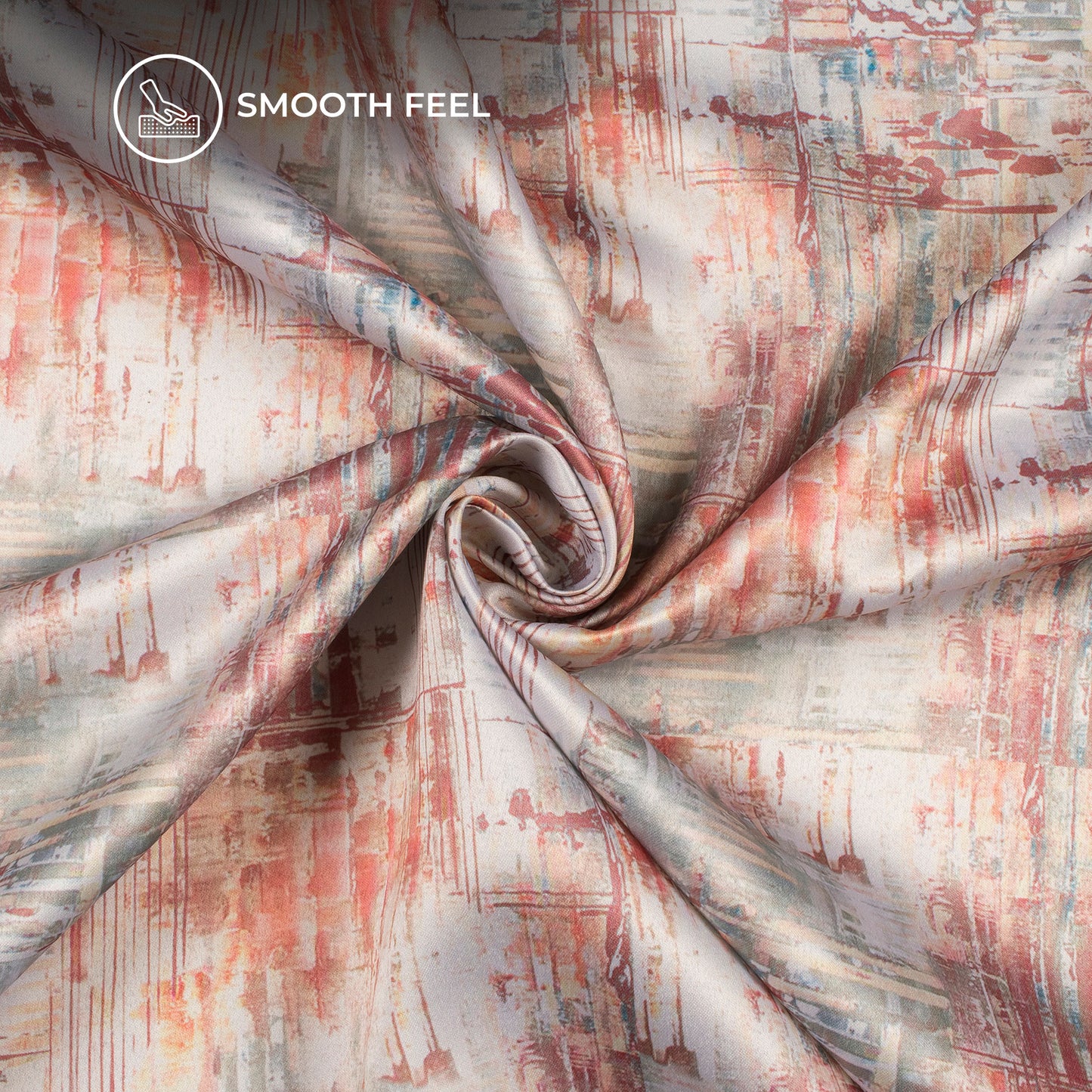 Abstract Digital Print Charmeuse Satin Fabric (Width 58 Inches)