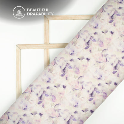 Intimate White Abstract Digital Print Charmeuse Satin Fabric (Width 58 Inches)
