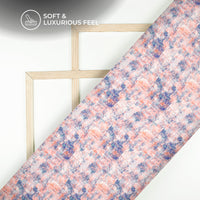 Watermelon Pink Abstract Tye And Dye Digital Print Chiffon Satin Fabric