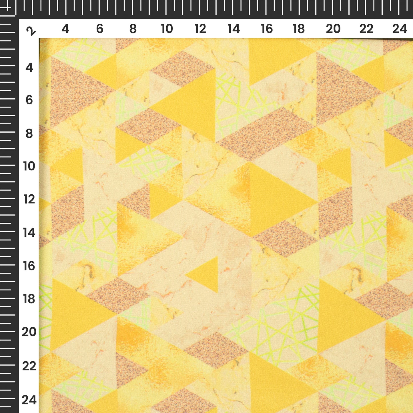 Yellow Geometric Digital Print Versatile Versatile Crepe Silk Fabric