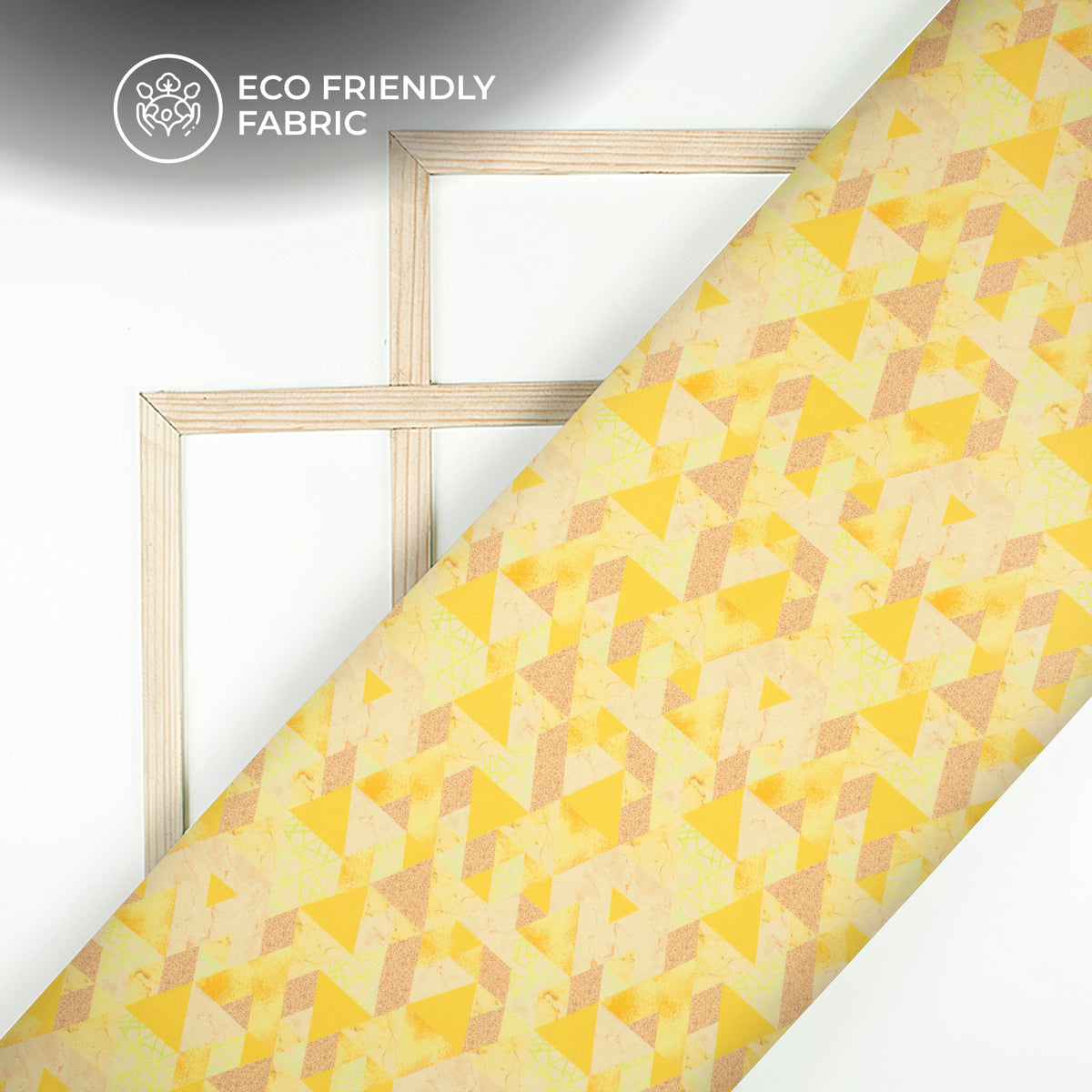 Yellow Geometric Digital Print Versatile Versatile Crepe Silk Fabric